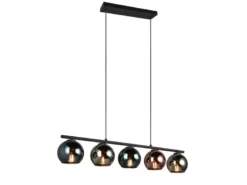 Ausgefallene Pendelleuchte SHELDON mit bunt verspiegelten Glaskugeln, B: 83cm