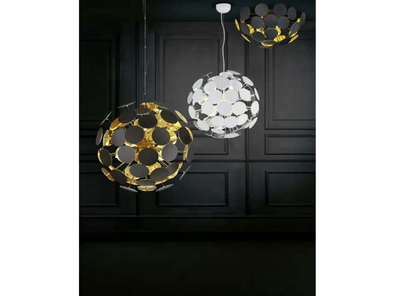 Ausgefallene Pendelleuchte DISCALGO Lampenschirm Schwarz-Gold, Ø 54cm