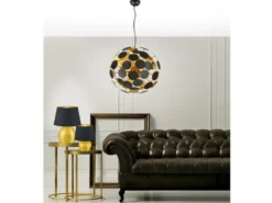 Ausgefallene Pendelleuchte DISCALGO Lampenschirm Schwarz-Gold, Ø 54cm