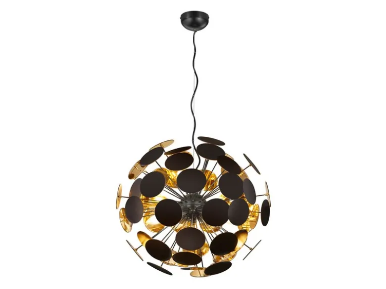 Ausgefallene Pendelleuchte DISCALGO Lampenschirm Schwarz-Gold, Ø 54cm