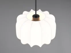 Ausgefallene Pendelleuchte MADELINE mit Stoff Lampenschirm in Weiß, Ø 25cm