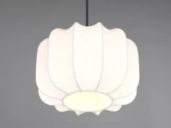 Ausgefallene Pendelleuchte MADELINE mit Stoff Lampenschirm in Weiß, Ø 25cm