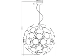 Ausgefallene Pendelleuchte DISCALGO mit Glas Lampenschirm Chrom bedampft, Ø 54cm
