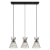 Ausgefallene Pendelleuchte ROD, 3 Draht Lampenschirme Schwarz-Gold, Breite 82cm