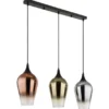 Ausgefallene Pendelleuchte LAVUS mit drei bunten Glasschirmen, Breite 83cm