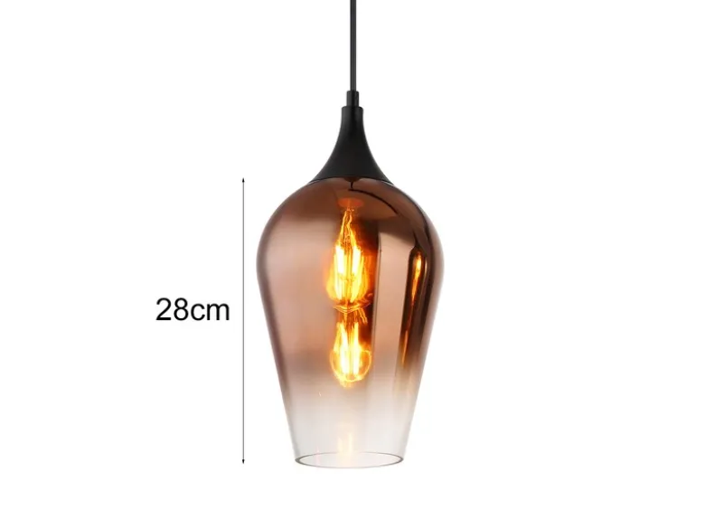 Ausgefallene Pendelleuchte LAVUS mit drei bunten Glasschirmen, Breite 83cm