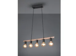 Ausgefallene Pendelleuchte EINAR 5 flammig Balken mit Sisal Seil, Breite 80cm