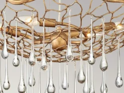 Ausgefallene Pendelleuchte LAGUNA Gold matt mit Glas Behang Ø 66cm