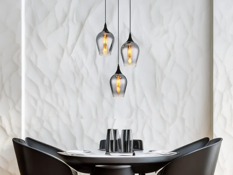 Ausgefallene Pendelleuchte LAVUS mit drei Rauchglas Lampenschirmen, Ø 45cm