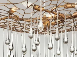 Ausgefallene Pendelleuchte LAGUNA Gold matt mit Glas Behang Ø 91cm