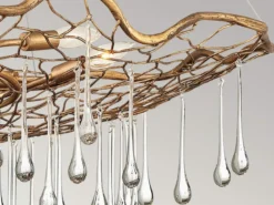 Ausgefallene Pendelleuchte LAGUNA Gold matt mit Glas Behang Ø 91cm