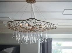 Ausgefallene Pendelleuchte LAGUNA Gold matt mit Glas Behang Ø 91cm