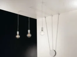 Ausgefallene Pendelleuchte 3-flammig in Weiß - Wandmontage, Kabel jeweils 5m