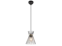 Ausgefallene Pendelleuchte ROD Draht Lampenschirm Schwarz-Gold, Ø 20cm
