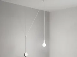 Ausgefallene Pendelleuchte 1-flammig in Weiß - Wandmontage, Kabel 5m