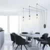 Ausgefallene Pendelleuchte 3-flammig in Schwarz - Wandmontage, Kabel jeweils 5m