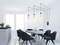 Ausgefallene Pendelleuchte 3-flammig in Schwarz - Wandmontage, Kabel jeweils 5m