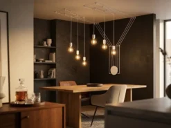 Ausgefallene Pendelleuchte 6-flammig in Weiß - Wandmontage, Kabel jeweils 5m