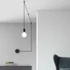 Ausgefallene Pendelleuchte 1-flammig in Schwarz - Wandmontage, Kabel 5m