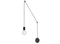Ausgefallene Pendelleuchte 1-flammig in Schwarz - Wandmontage, Kabel 5m