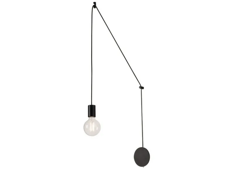 Ausgefallene Pendelleuchte 1-flammig in Schwarz - Wandmontage, Kabel 5m