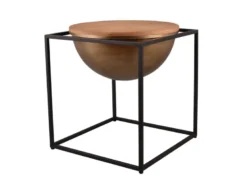Ausgefallener Beistelltisch CELLI aus Metall und Holz, Höhe 55cm