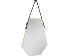 Ausgefallener Wandspiegel EMMI Rahmen in Gold zum Aufhängen 48,5x 66cm