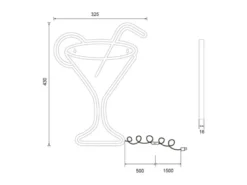 Ausgefallenes LED Neonschild Cocktail mit USB Kabel & Netzteil, Höhe 43cm