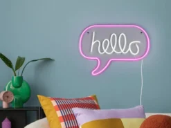 Ausgefallenes LED Neonschild Hallo mit USB Kabel & Netzteil, Breite 43cm