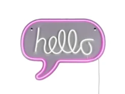 Ausgefallenes LED Neonschild Hallo mit USB Kabel & Netzteil, Breite 43cm