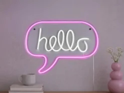 Ausgefallenes LED Neonschild Hallo mit USB Kabel & Netzteil, Breite 43cm