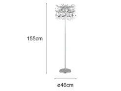 Ausgefallene Stehlampe QUEENA Silber mit Glas Kristall 2-farbig, Höhe 155cm