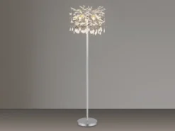 Ausgefallene Stehlampe QUEENA Silber mit Glas Kristall 2-farbig, Höhe 155cm
