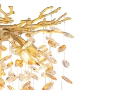 Ausgefallene Stehlampe QUEENA Gold mit Glas Kristall 2-farbig, Höhe 155cm