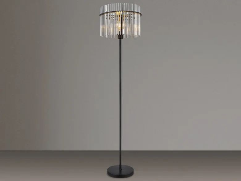 Ausgefallene Stehleuchte GORLEY mit Rauchglas Stäben, Höhe 152cm
