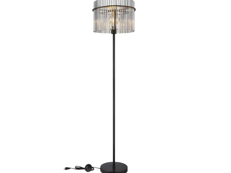 Ausgefallene Stehleuchte GORLEY mit Rauchglas Stäben, Höhe 152cm