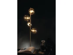 Ausgefallene Stehleuchte NEPTUN 160cm Messing - Glaskugeln Amber