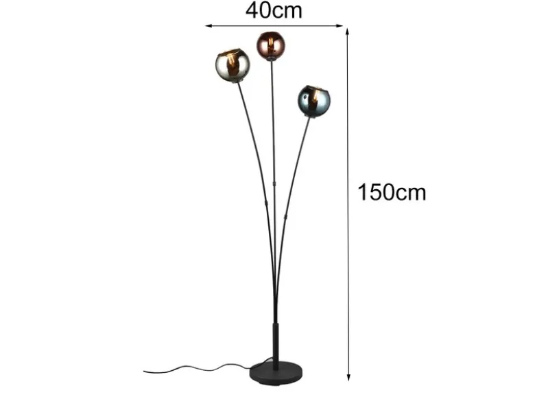 Ausgefallene Stehleuchte SHELDON mit bunt verspiegelten Glaskugeln, Höhe 150cm