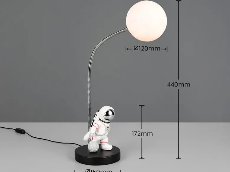 Ausgefallene Tischlampe ARM LED dimmbar, Deko Lampe USB betrieben, Höhe 44cm