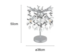Ausgefallene Tischlampe QUEENA Silber mit Glas Kristall 2-farbig, Höhe 50cm