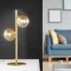 Ausgefallene Tischleuchte HONEY Gold - Glaskugeln Bernstein, Höhe 40cm
