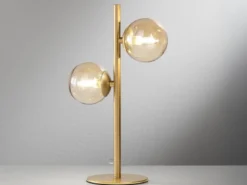 Ausgefallene Tischleuchte HONEY Gold - Glaskugeln Bernstein, Höhe 40cm
