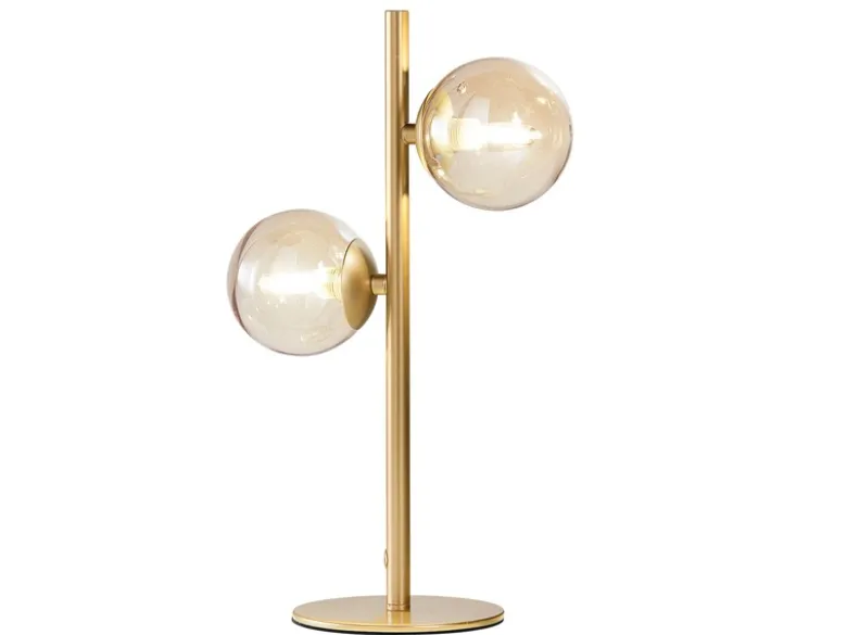 Ausgefallene Tischleuchte HONEY Gold - Glaskugeln Bernstein, Höhe 40cm