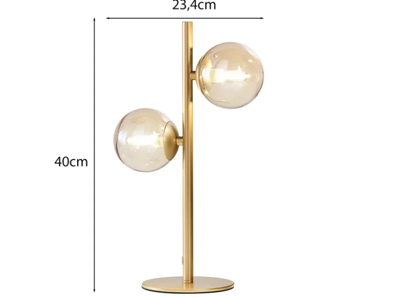 Ausgefallene Tischleuchte HONEY Gold - Glaskugeln Bernstein, Höhe 40cm