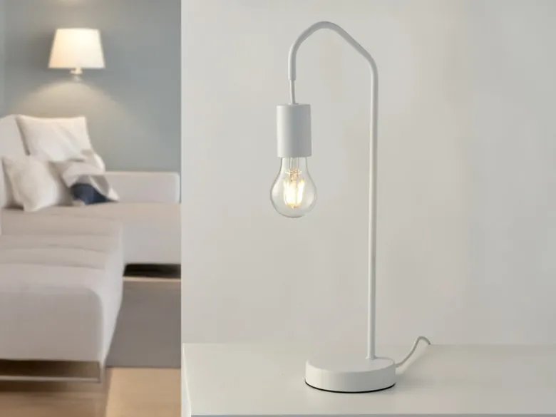 Ausgefallene Tischleuchte HABITAT Metall in Weiß, Höhe 48cm