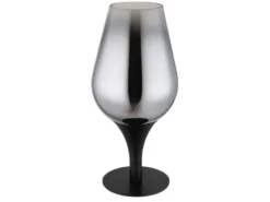 Ausgefallene Tischleuchte LAVUS mit Rauchglas Lampenschirm, Höhe 31cm