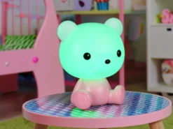 Ausgefallene USB Tischlampe CUTIE mit RGB Farbwechsel, Rosa, Höhe 25cm