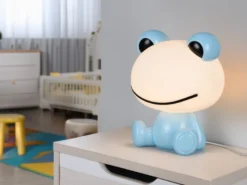 Ausgefallene USB Tischlampe Frosch mit RGB Farbwechsel, Blau Höhe 24cm