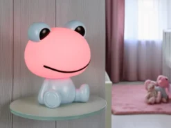 Ausgefallene USB Tischlampe Frosch mit RGB Farbwechsel, Blau Höhe 24cm