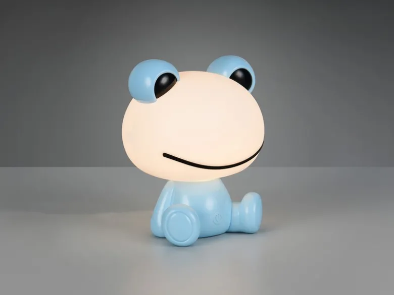 Ausgefallene USB Tischlampe Frosch mit RGB Farbwechsel, Blau Höhe 24cm
